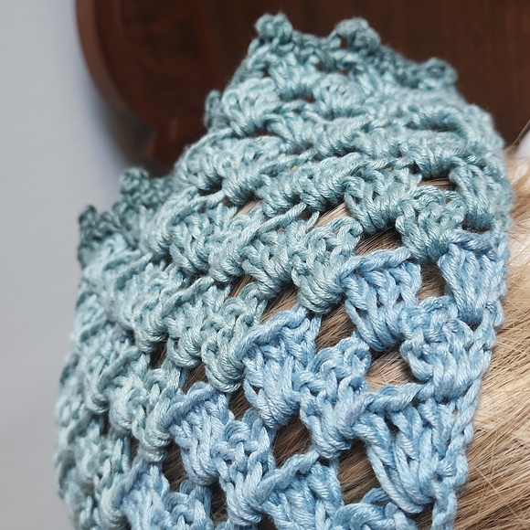 Bandana/Kerchief , Handmade, Crocheted, Ventilated for Summer Machine Washable - Picture 5 of 8